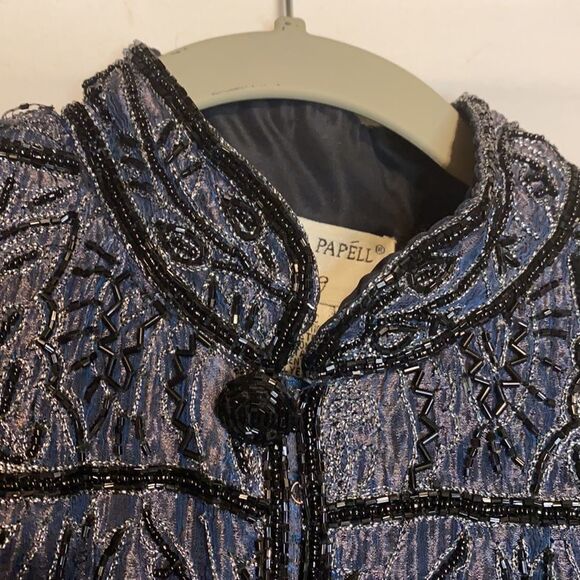 Adrianna Papell Evening Mandarin Beaded Vintage Jacket - Picture 4 of 15